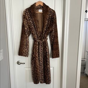 Spa La La Leopard Print Faux Fur Robe